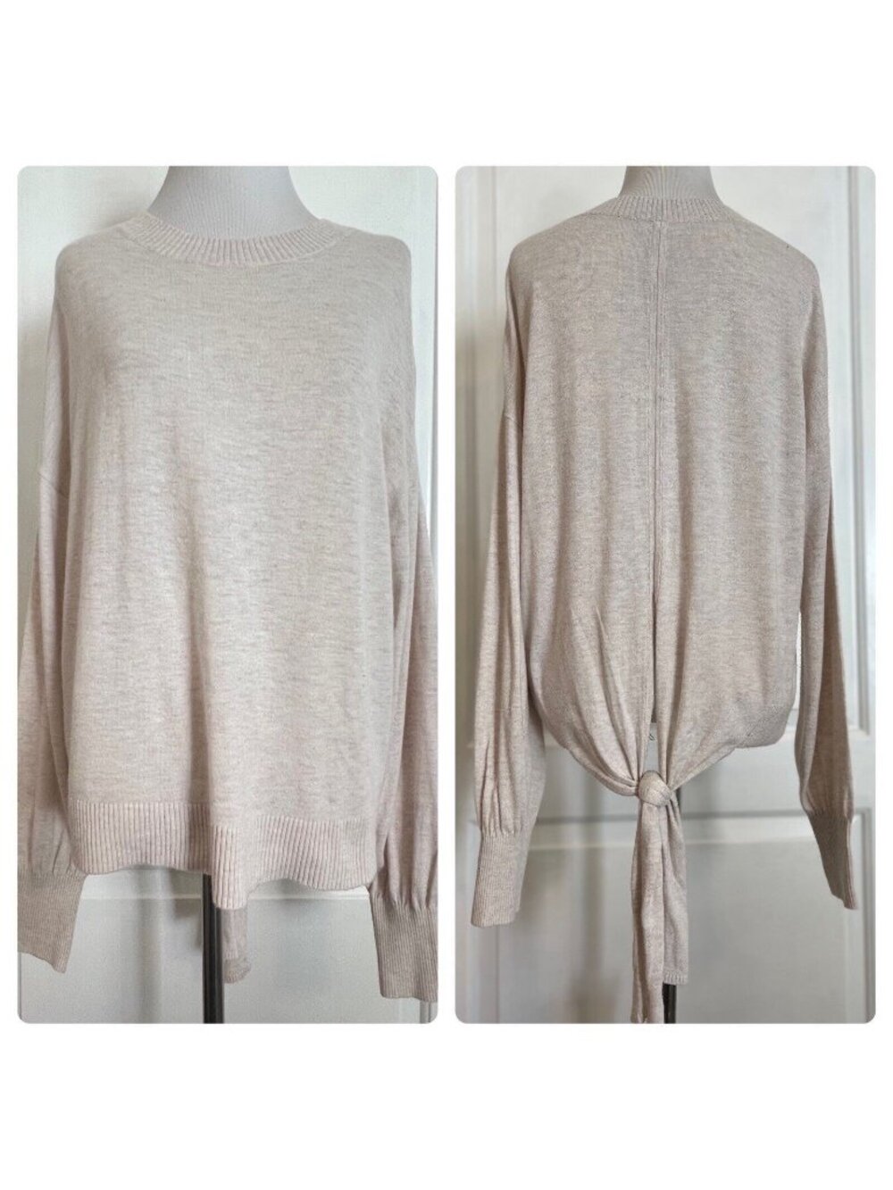 $98 Chelsea28 Viscose Cashmere Blend Pullover Designer Knit Top Tie Knot Back M - Picture 1 of 11